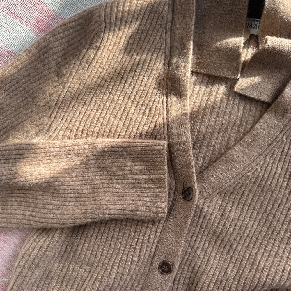Naadam Beige 100% Cashmere Cardigan Sweater